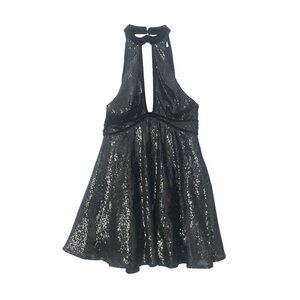 Free People Black Sequin Halter Top Womens Size 2 Sexy Evening Wear